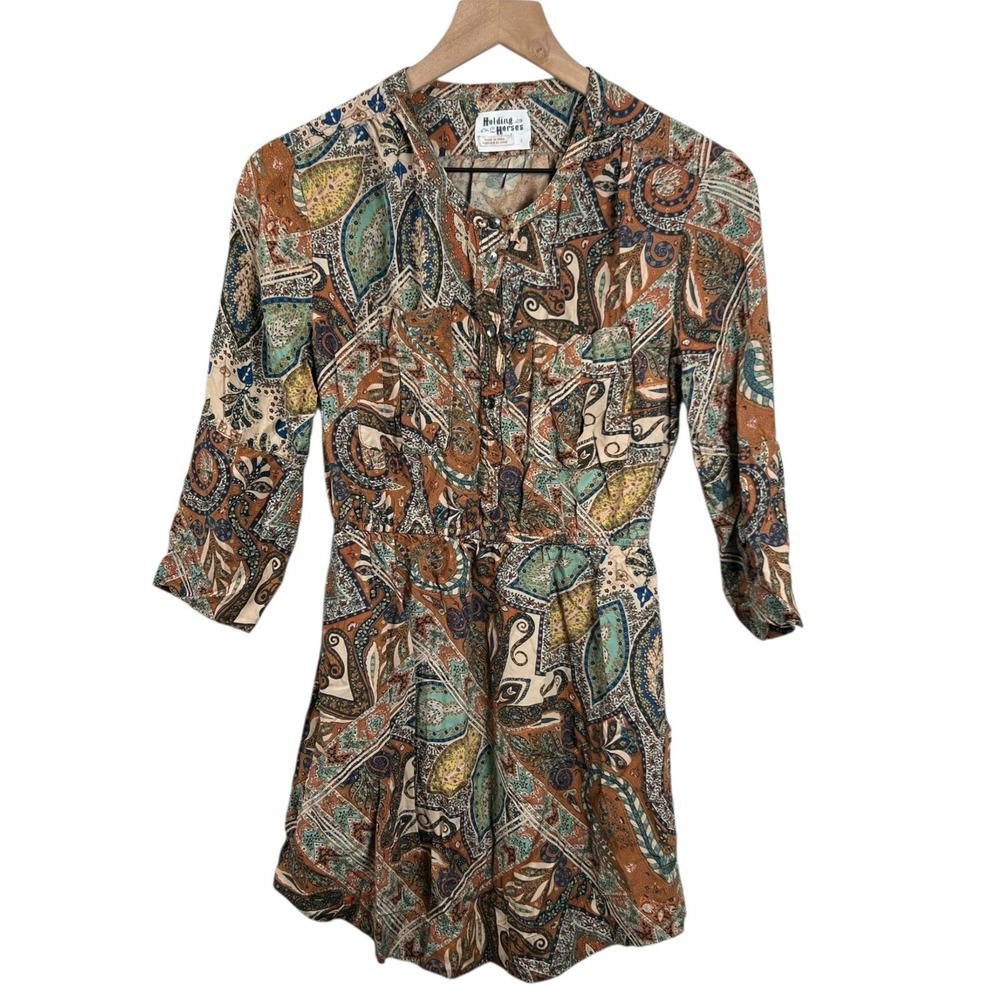 Anthropologie Holding Horses Womens 2 Paisley Print Elastic Waist Mini Dress‎ - Picture 2 of 6